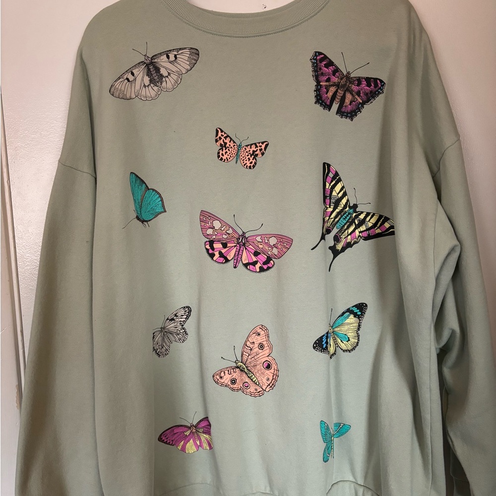 Light Sage Green Butterfly Sweater